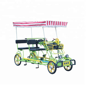 Factory outlet family set child seat sightseeing 4 wheels canopy tour Quadricycle 4 person Surrey bike