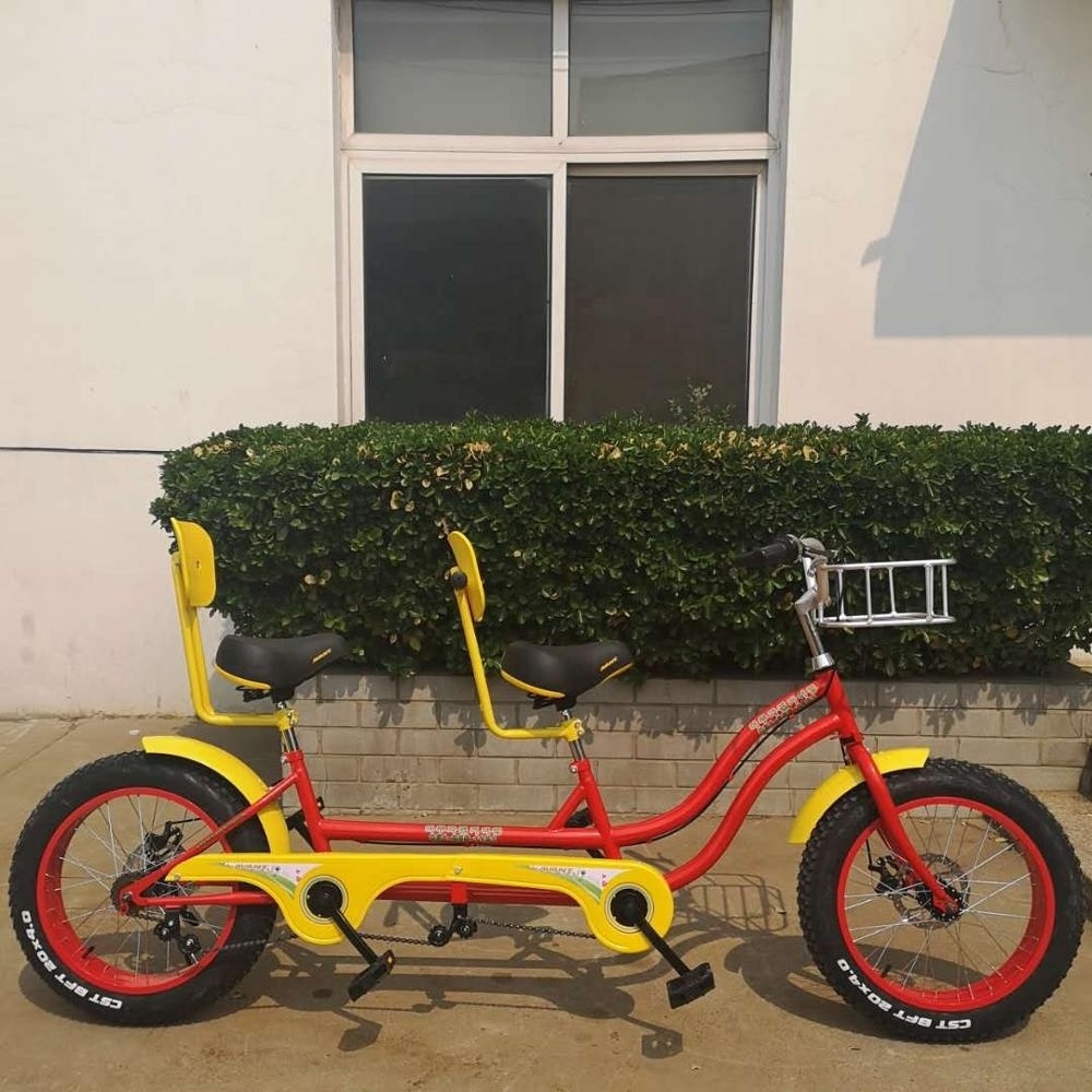 Factory outlet Two people double seats fat tire snow tandem bicycle 2 person bike