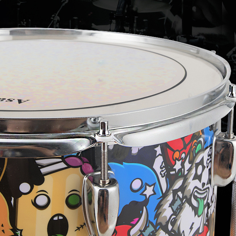 Selling good drum kit customized with cartoon picture for junior student drum