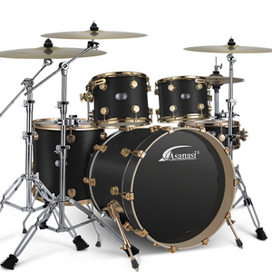 Acoustic drum set Jazz drum black gold series rock with cymbals and seat  drum kit