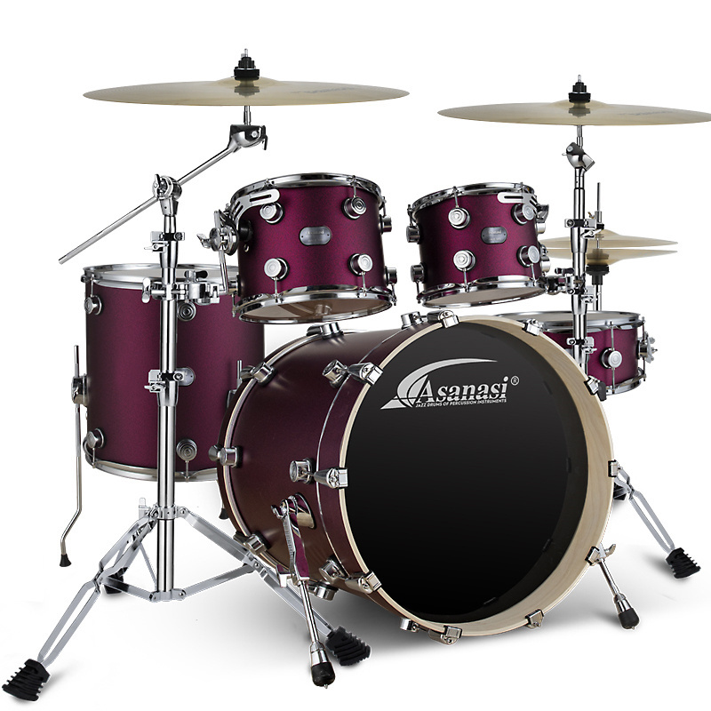 2024 factory direct Acoustic drum set Jazz drum black gold series rock with cymbals and seat  drum kit