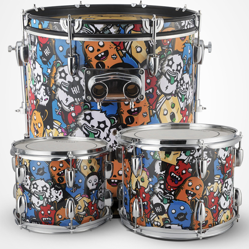 Selling good drum kit customized with cartoon picture for junior student drum