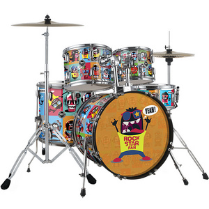 Selling good drum kit customized with cartoon picture for junior student drum