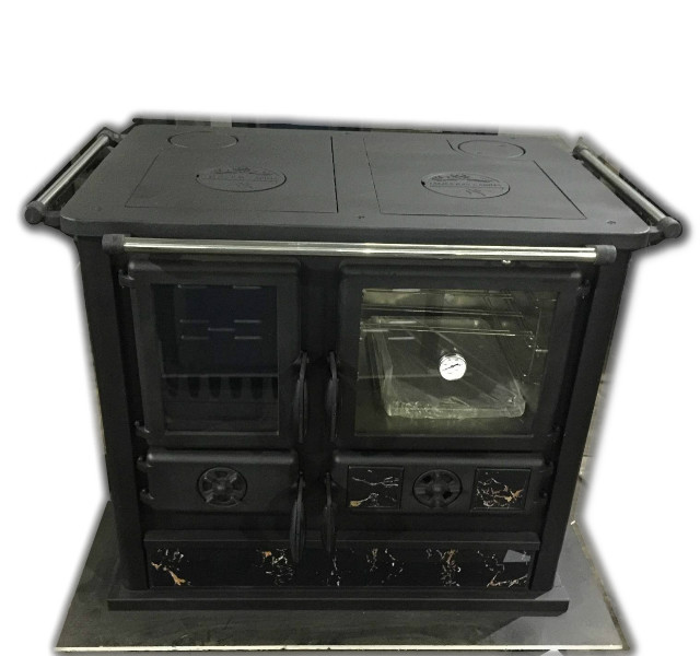 Cast iron wood cook stove with oven