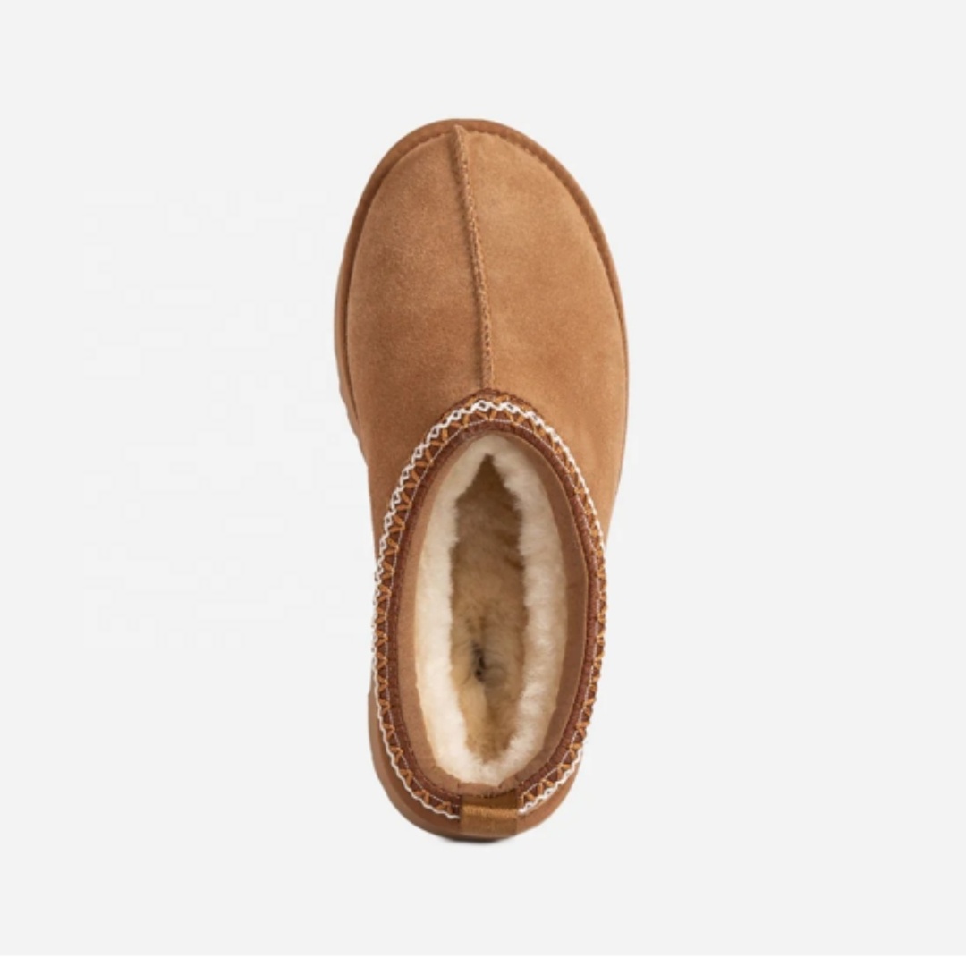 HQS-WS030 thick-soled custom sheepskin slippers customized women's genuine sheepskin slippers