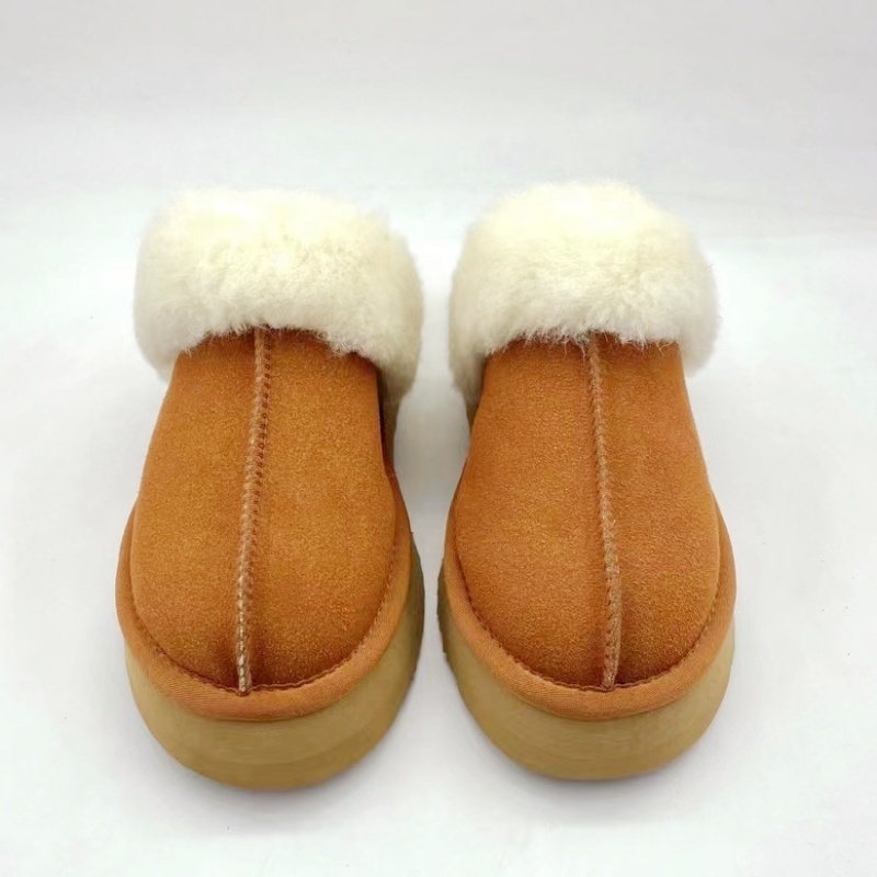 HQS-WS023 custom sheepskin slippers women wholesale sheepskin slippers genuine with thick soles