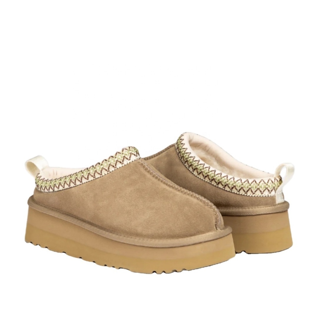 HQS-WS030 thick-soled custom sheepskin slippers customized women's genuine sheepskin slippers