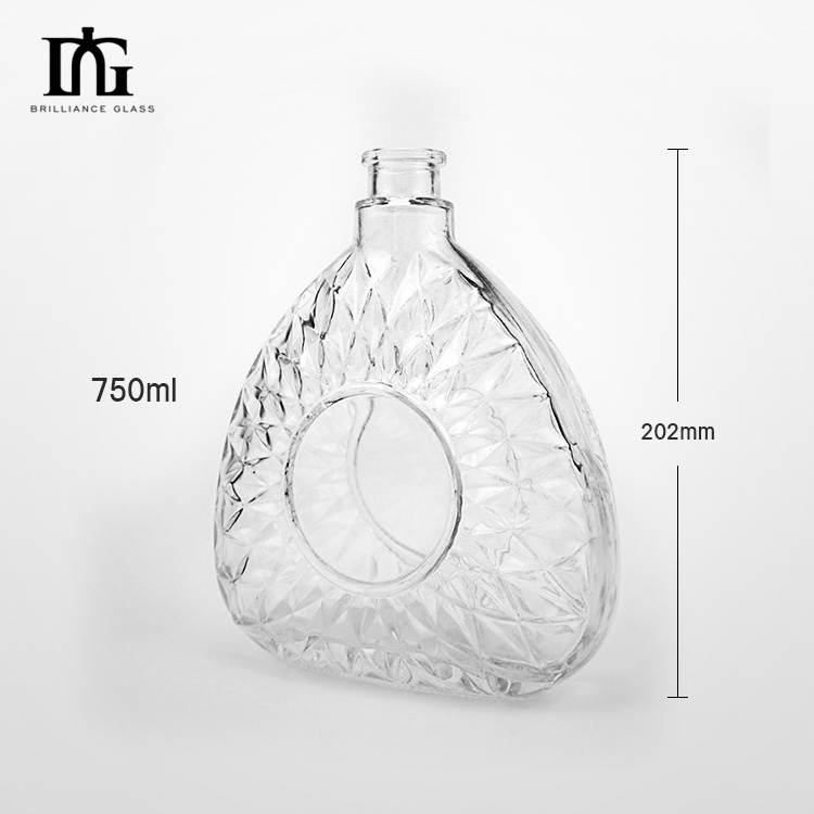 Special Design 750ml Spirits Vodka Whiskey Gin Clear 500ml Empty Gin Glass Custom Liquor Bottles