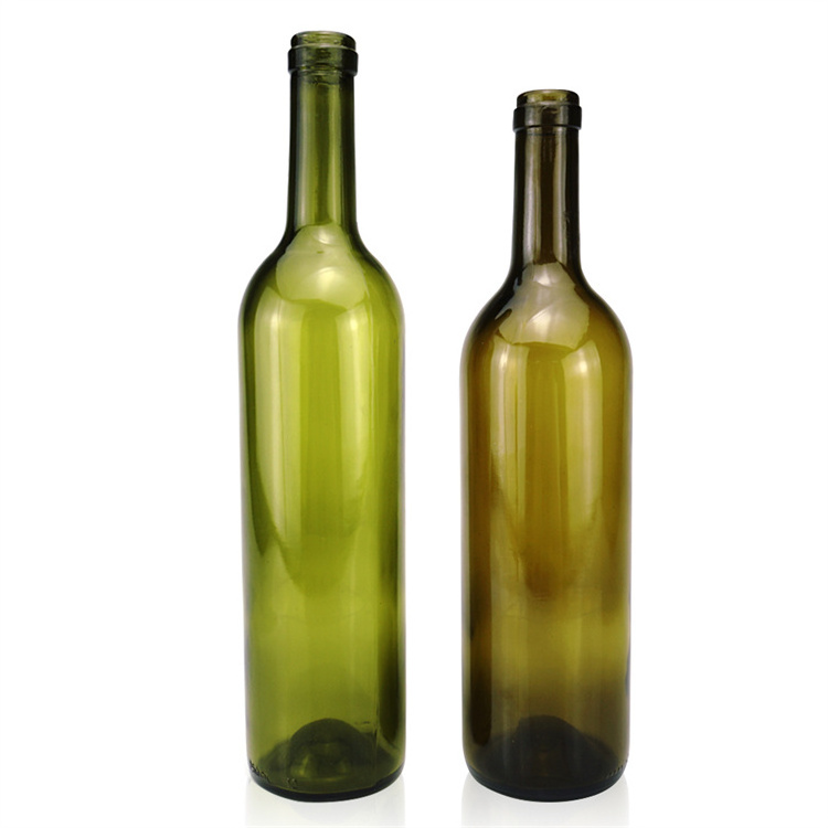 750ml prime color bottle green color round shape glass bottle for red wine spirits