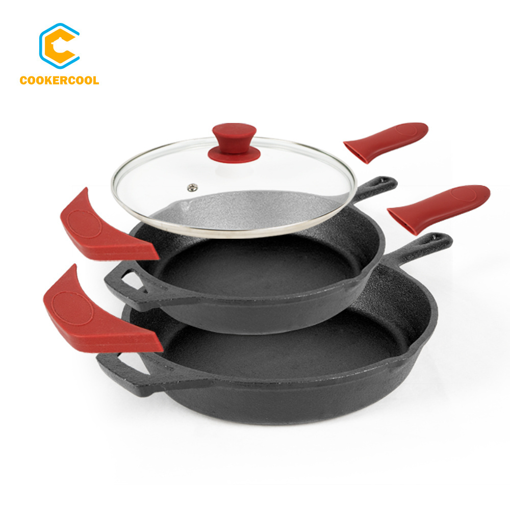 Cookercool Cookware Fry Pan Skillet Set High Quality Cast Iron Non-stick General Use for Gas and Induction Cooker