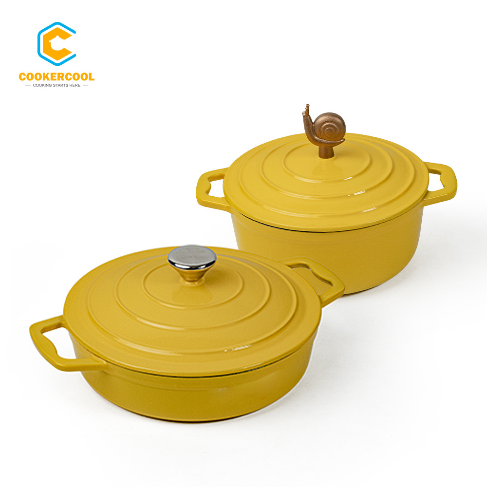 Cookercool Fashion design Non-stick Enamel dutch ovens cast iron cooking pots set cookware made in china