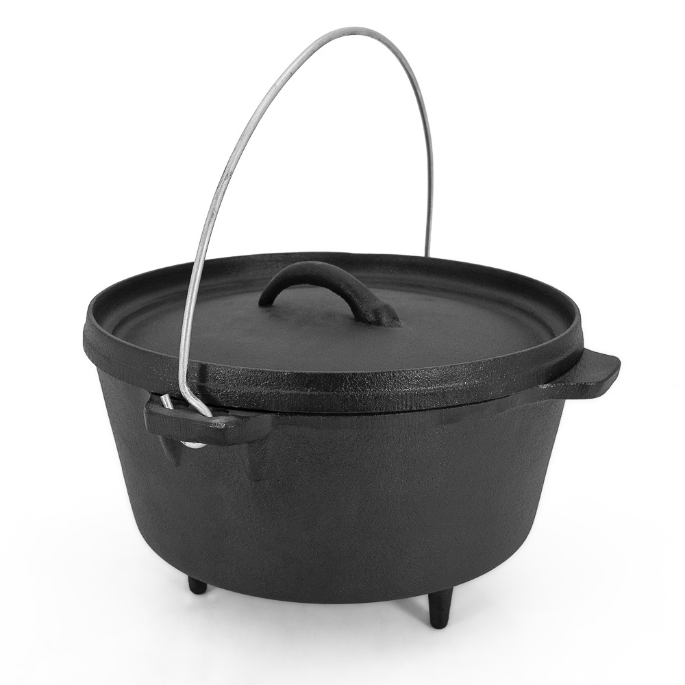 Legless cast iron combo cooker dutch oven camping cooking pot set large cauldron