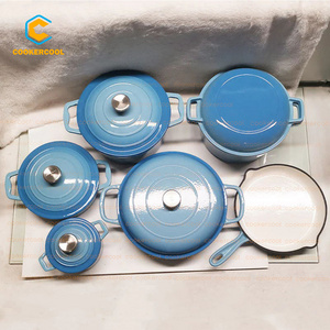 Cookercool Kitchen Cooking sets Enamel Cast Iron Pans and Pots Non Stick Frying Pan Casserole Cookware Sets