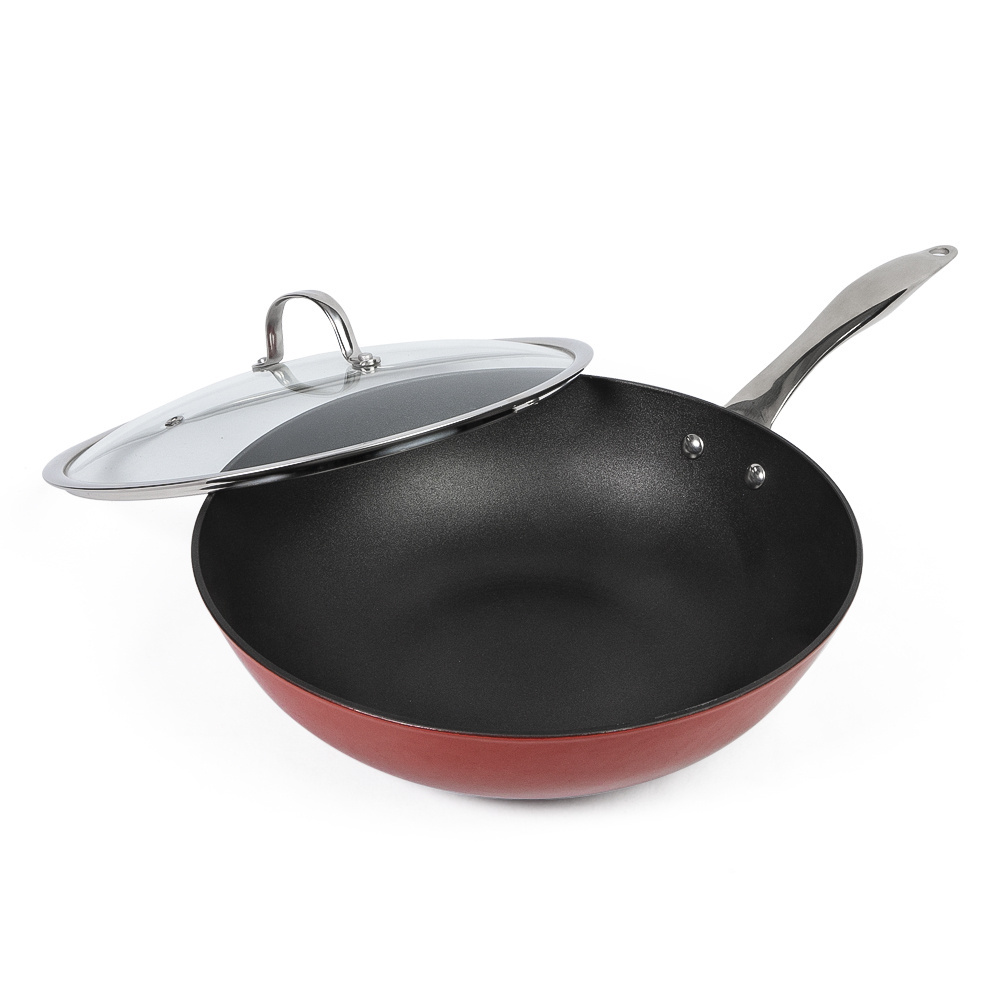 chinese traditional wok with long Stainless Steel Handle