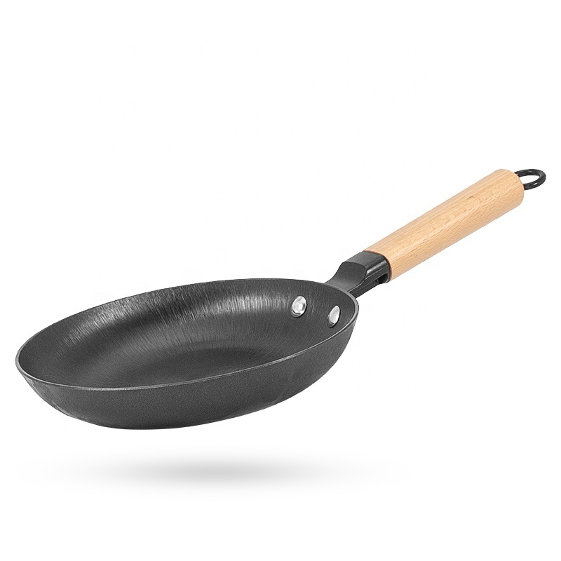 Wooden handle cast Iron nonstick cookware sets kitchen