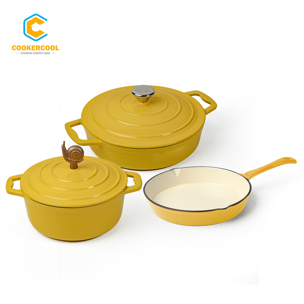 Cookercool Fashion design Non-stick Enamel dutch ovens cast iron cooking pots set cookware made in china