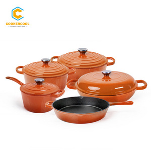 Cookercool Fashion Kitchen 9PCS Cast Iron enamel cast iron cookware sets