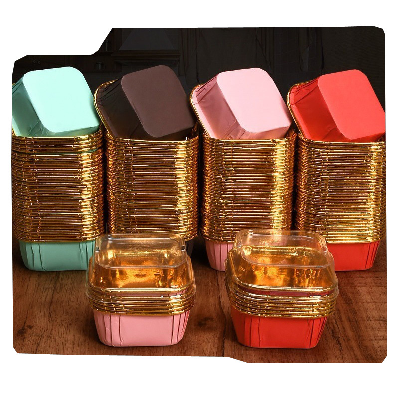 Foil Cupcake liner Squared Muffin baking liners Disposable muffin tin wedding party cake cases