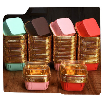 Foil Cupcake liner Squared Muffin baking liners Disposable muffin tin wedding party cake cases