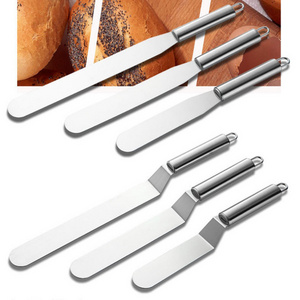 4" 6" 8" 10" 12" stainless steel straight cake smoother offset baking spatula icing scraper