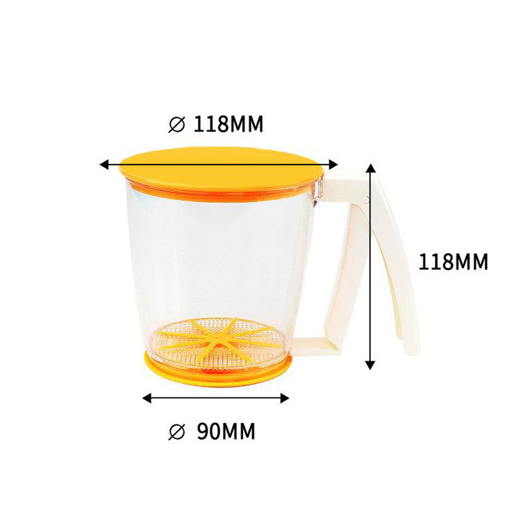 Hand press flour sifter plastic coffee powder strainer Semi-automatic flour sieve with lid