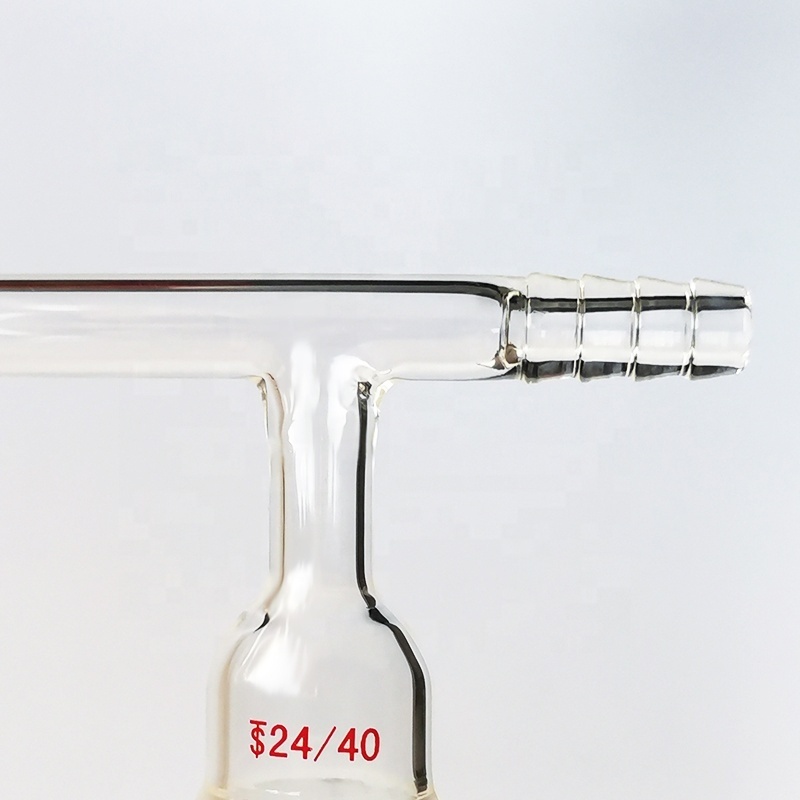 Lab Glassware Glass Distillation Adapter with Mineral Oil Bubbler and 10mm O.D. Hose Connection for Laboratory