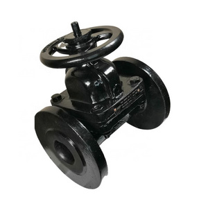 Stainless steel cast steel iron straight-through Manual Diaphragm valve  Ebonite lined EPDM diaphragm valve flanged manual