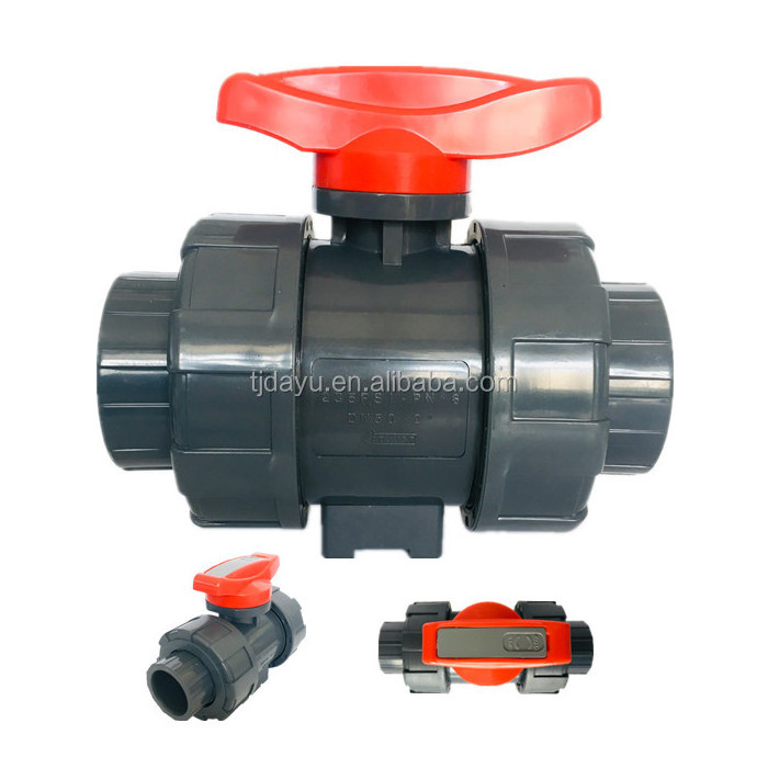 factory pricelist quick ship PN16 PVC double true union gray ball valve