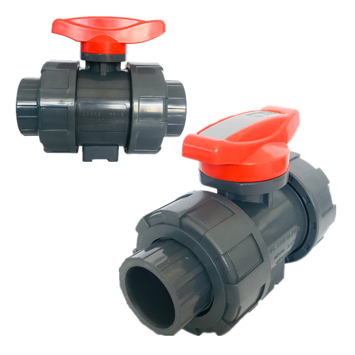 factory pricelist quick ship PN16 PVC double true union gray ball valve