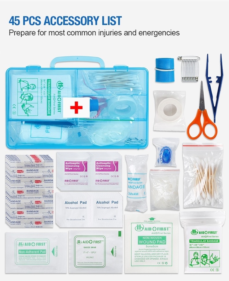 TJD Customized medical supplies portable first aid case waterproof school outdoor first aid kit with bandage