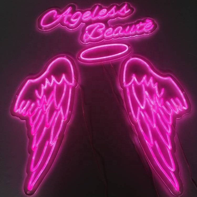 china wholesale angel wings neon sign letter custom name wall acrylic light logo flex led neon sign for bar