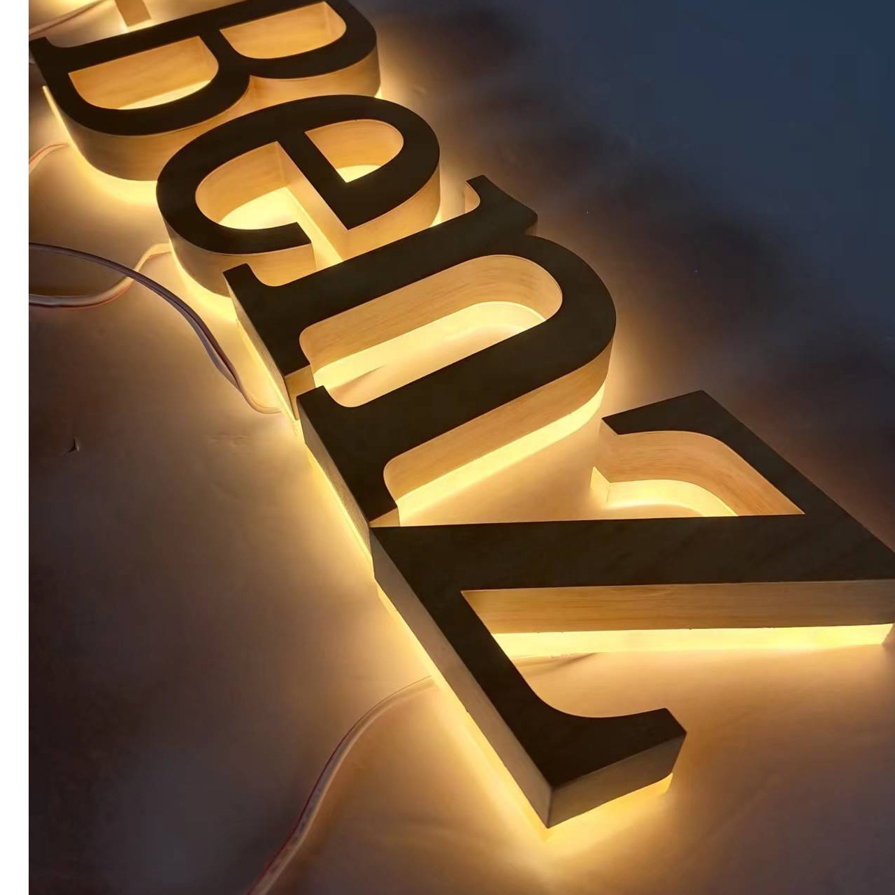 advertising equipment LED 3d backlit wood sign back lit logo sign reverse lit channel letters Back Light led backlit sign