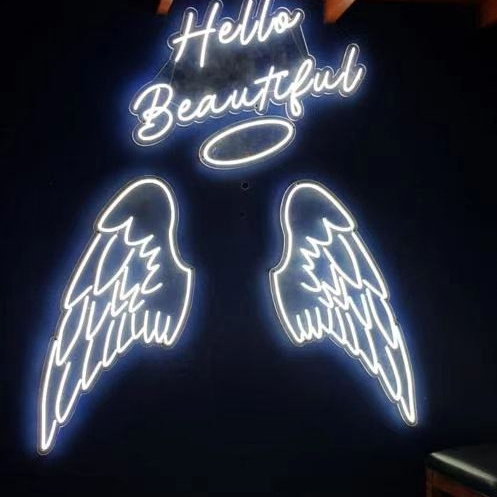 china wholesale angel wings neon sign letter custom name wall acrylic light logo flex led neon sign for bar