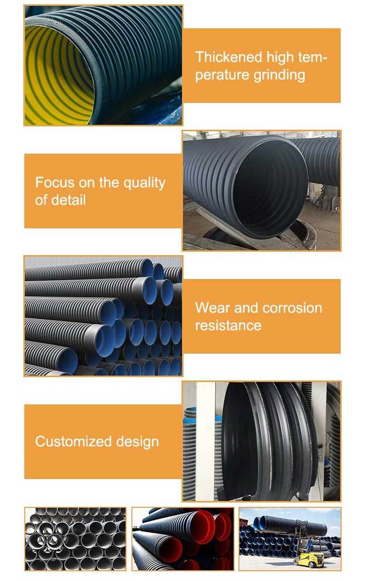 SN4 SN8 SN16 18 inch HDPE double wall corrugated PE drainage pipe dwc hdpe plastic culvert pipe