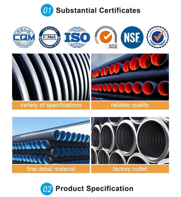 SN4 SN8 SN16 18 inch HDPE double wall corrugated PE drainage pipe dwc hdpe plastic culvert pipe