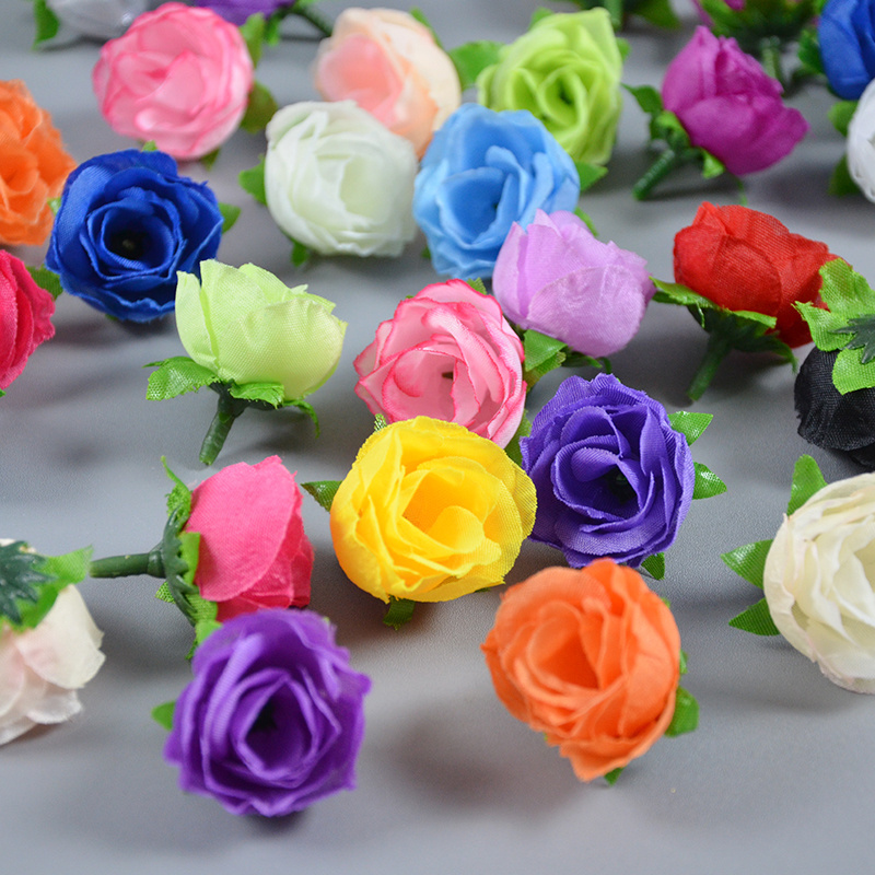 Wholesale Artificial Silk Flower 1.18inch  Mini Rose Flower Head For Wedding Flower Wall Decoration Garland