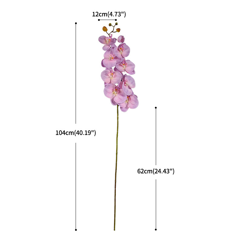 Hot-selling Property Artificial Silk 9 Heads Textured Phalaenopsis Single Branch Deep Coffee Butterfly Orchids For Decorations