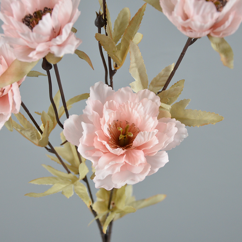 Wholesales High Quality Artificial Silk 6 Heads Lotus Soulful Peony Single Branch For Home Table Chinese New Year Decorations