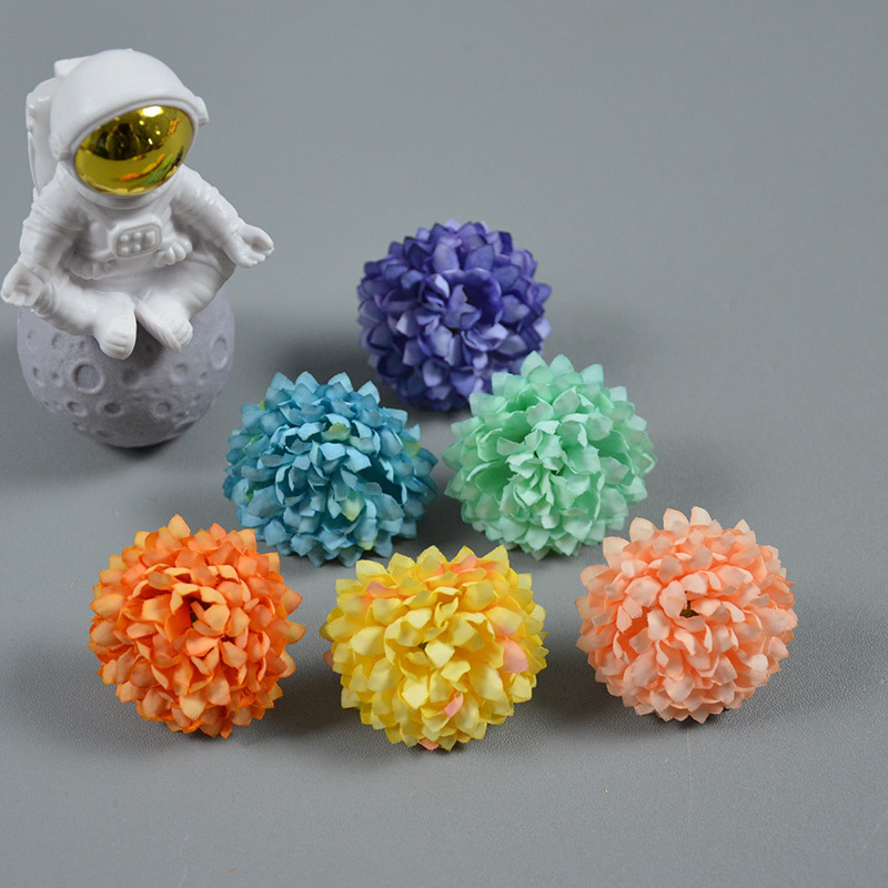 Artificial Mini Chrysanthemum Faux Pompon Flower Ball For Wedding Cake  Arch Wall Decorations