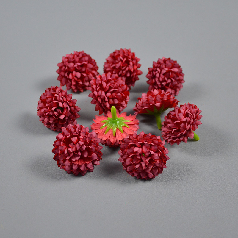 Artificial Mini Chrysanthemum Faux Pompon Flower Ball For Wedding Cake  Arch Wall Decorations