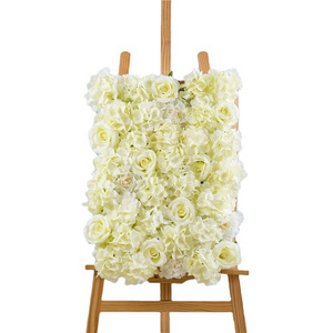 Wedding Stage Decoration Artificial Flower Wall White Background Board 3D Rose Peony Hydrangea Wall