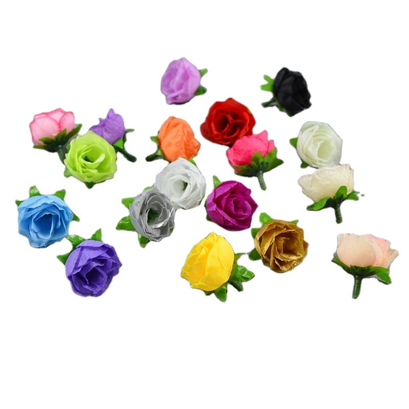 Wholesale Artificial Silk Flower 1.18inch  Mini Rose Flower Head For Wedding Flower Wall Decoration Garland