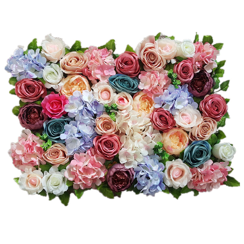 3D Artificial Rose Peony Hydrangea Flowers Wall Silk Rose Wall Wedding  Baby Shower Backdrops Decoration