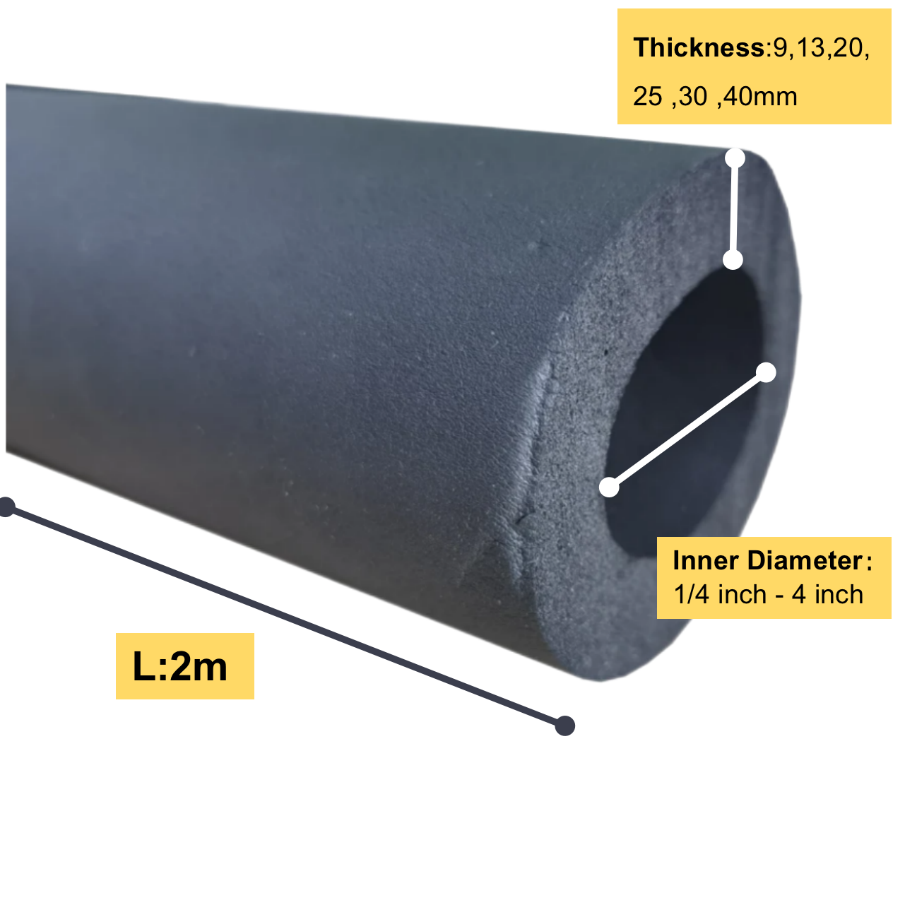 Black Rubber Insulation Tube Closed Cell Foam Rubber Pipe Insulation