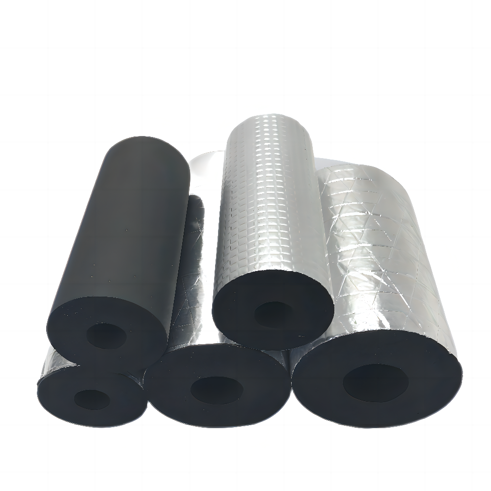 Flex NBR Elastomeric Insulation Tube Aluminum Foil Rubber Foam Tube With Self Adhesive