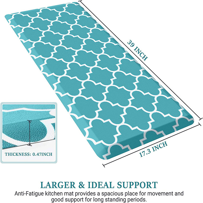 12mm Non Slip Waterproof Rug Anti Fatigue Kitchen Standing pvc Mat With Beveled Edge