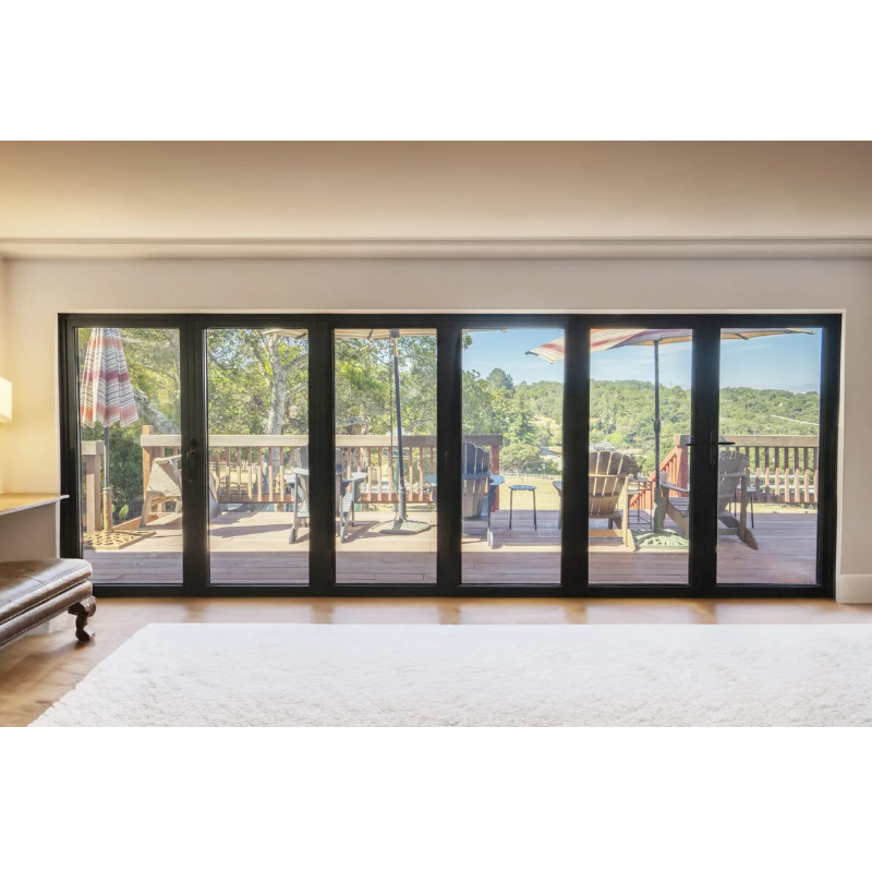 Commercial Residential Lowe Glass Doors Aluminum Bi Folding Accordion Sliding Exterior Door with Locks