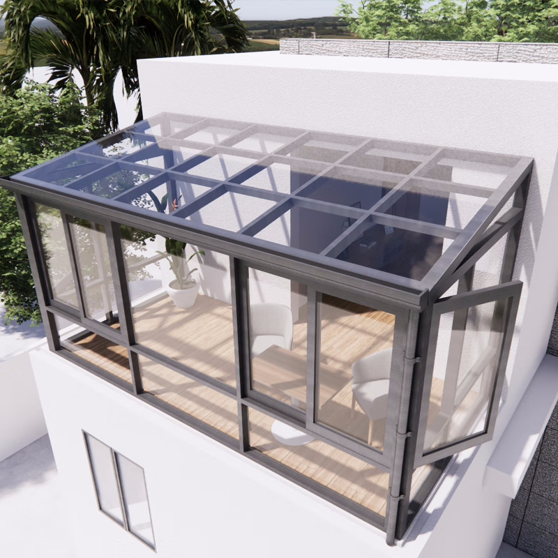 Winter Garden Aluminum Frame Slant Roof Solarium Glass House garden 4 season customized portable glasshouse window frame SunRoom