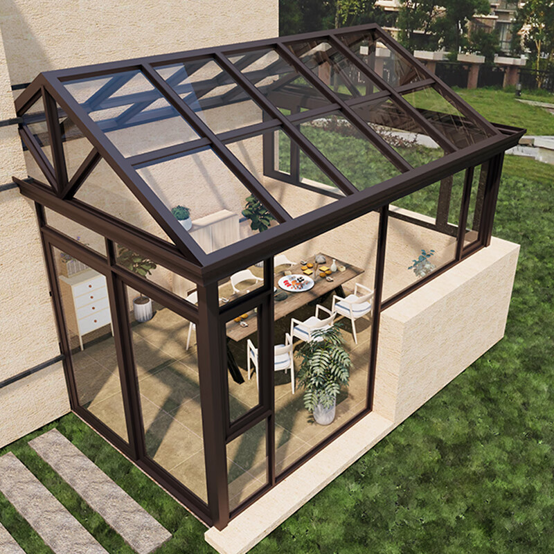 Aluminum Metal Frame Winter Garden Triangle Deck Backyard Greenhouse Glass House Sunroom Powder Coated Sunrooms