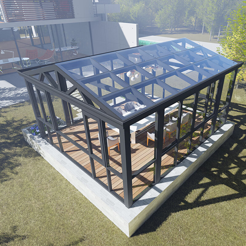 Aluminum Metal Frame Winter Garden Triangle Deck Backyard Greenhouse Glass House Sunroom Powder Coated Sunrooms